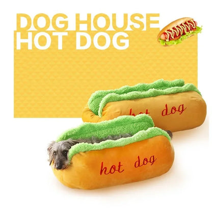 Luxurious Removable and Washable Pet Bed - Soft Fiber Hot Dog House Lounger for Dogs and Cats