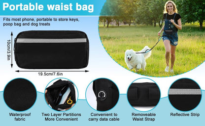 Hands-Free Bungee Dog Leash for Large Dogs, Waist Leash for Dog Walking | Zippered Storage Pouch, Double Padded Handles, Heavy-Duty Bungee Cord, Ideal for Walking, Jogging & Running