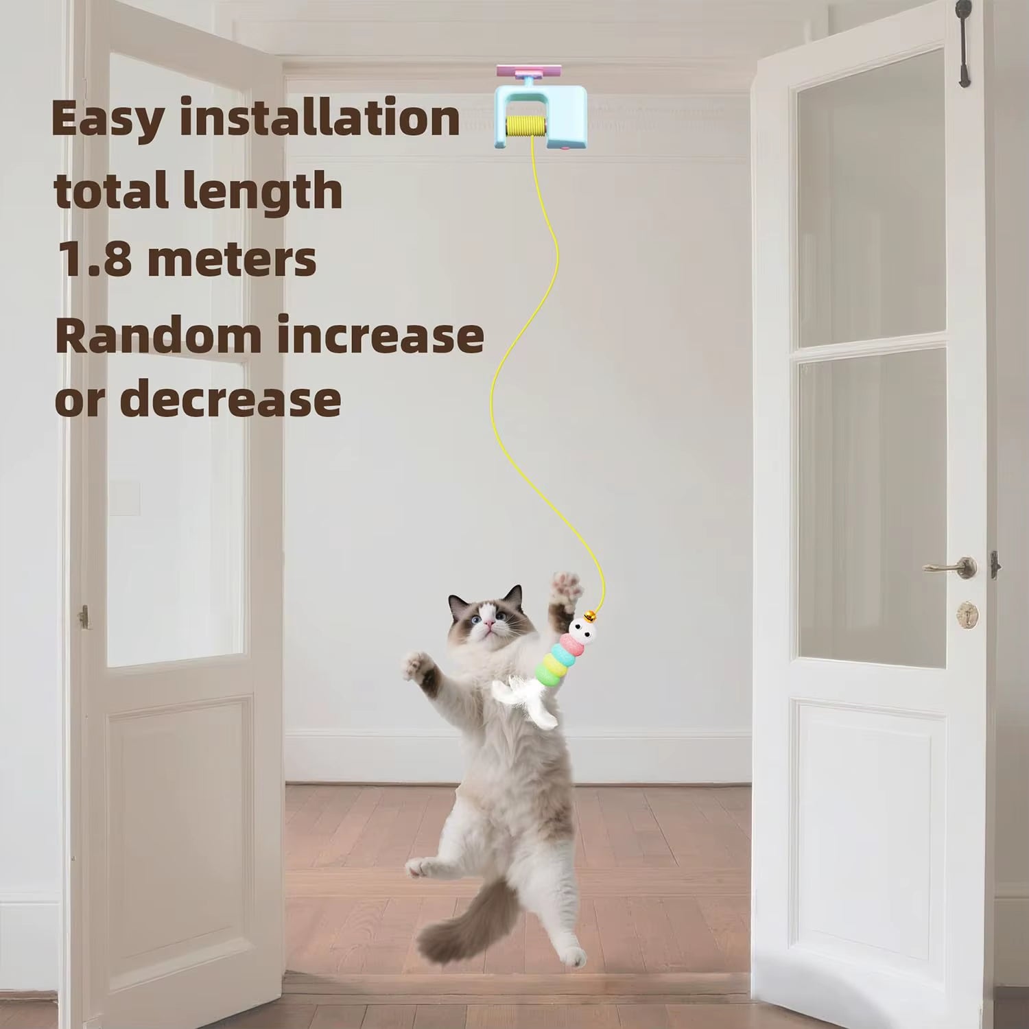 Pet Stress Relief Toys for Cats, Rechargeable Interactive Hanging Door Cat Toy, Automatic Electric Flying Bird Cat Toy for Hunt
