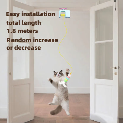 Pet Stress Relief Toys for Cats, Rechargeable Interactive Hanging Door Cat Toy, Automatic Electric Flying Bird Cat Toy for Hunt