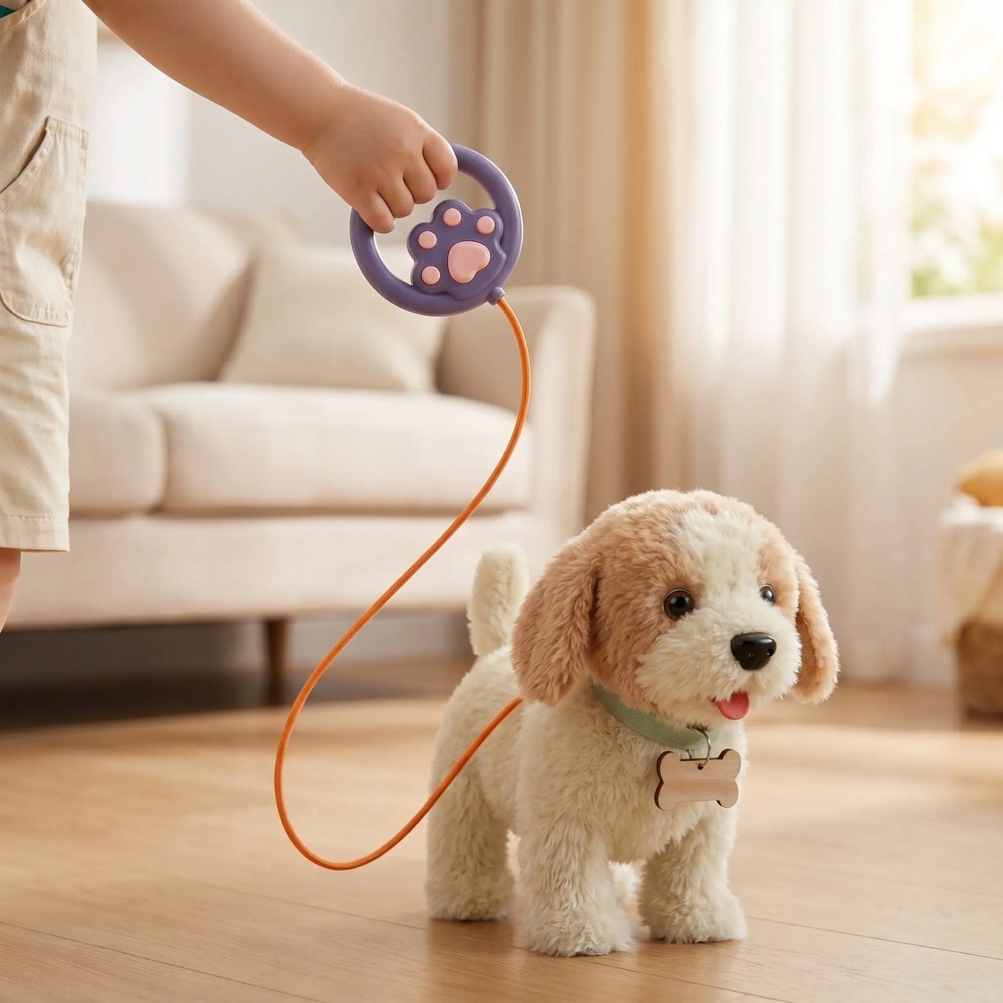 TUMAMA Realistic Interactive Puppy - Walking, Barking Dog Toy with Leash & 6 Songs! Touch & Voice Activated Smart Pet with DIY Feeding Set, Soft Huggable Plush for Imaginative Play & Emotional Development