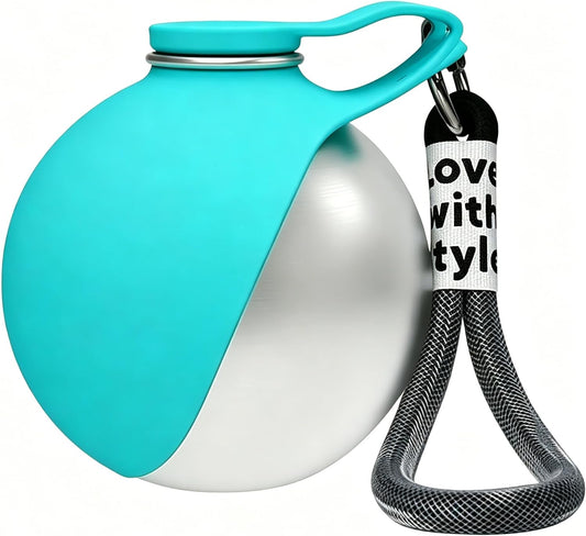 Portable 2-in-1 Dog Water Bottle with Stainless Steel Dispenser and Silicone Bowl, 10oz Leak-Proof Design for Travel, Hiking, and Walking (Blue A)