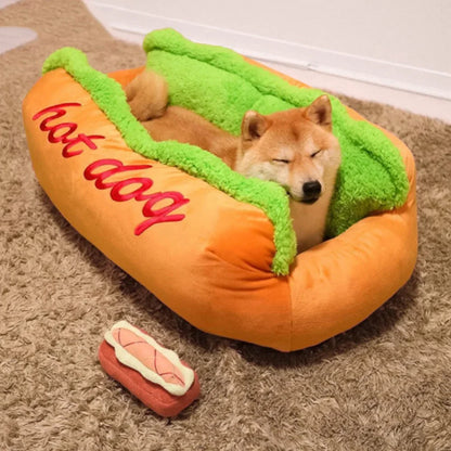 Luxurious Removable and Washable Pet Bed - Soft Fiber Hot Dog House Lounger for Dogs and Cats
