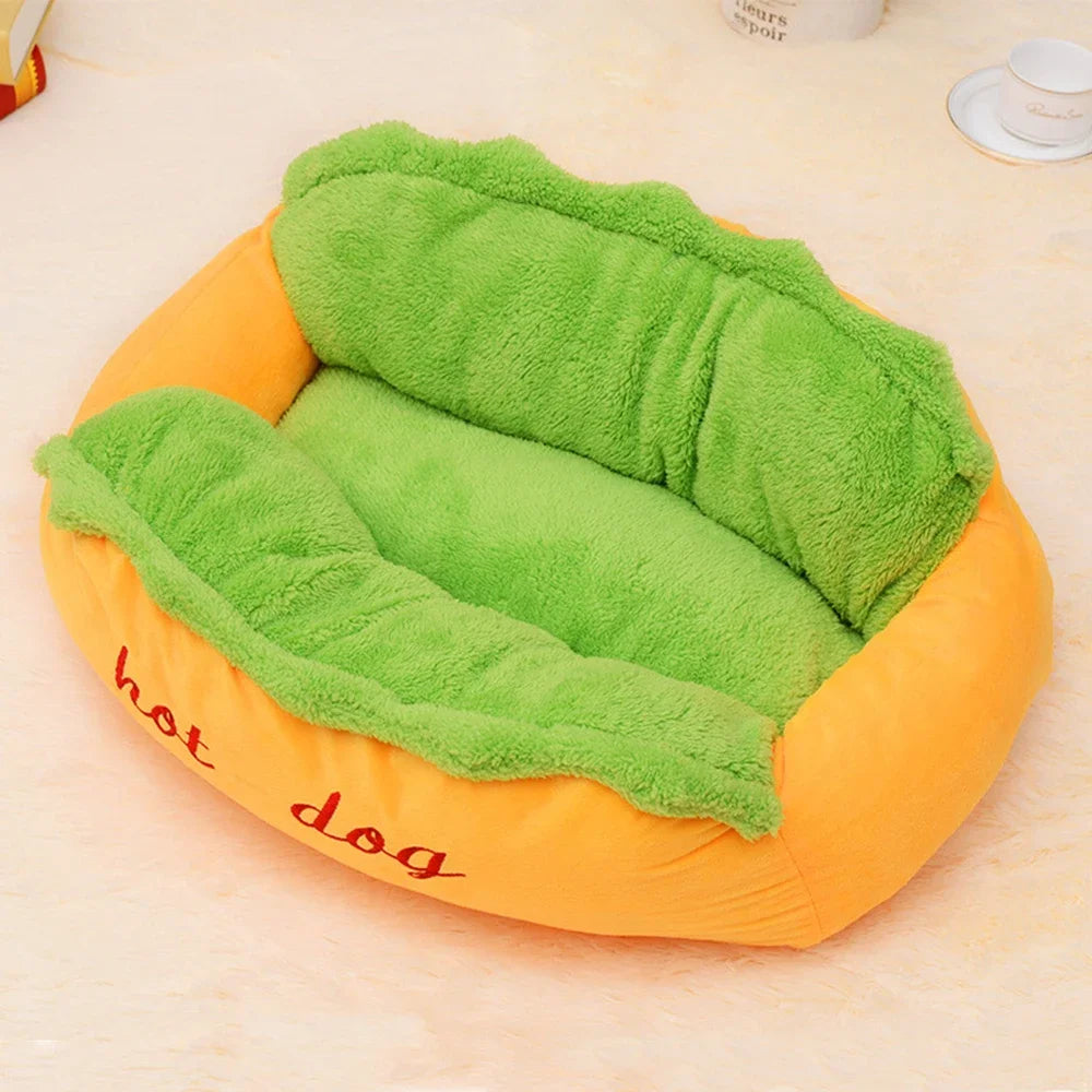 Luxurious Removable and Washable Pet Bed - Soft Fiber Hot Dog House Lounger for Dogs and Cats