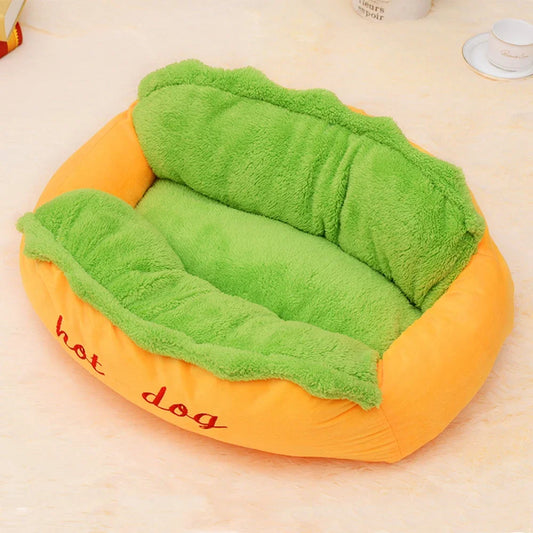 Luxurious Removable and Washable Pet Bed - Soft Fiber Hot Dog House Lounger for Dogs and Cats
