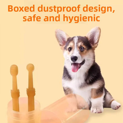 2Pcs Silicone Pet Toothbrush Soft Dog Cat Oral Care Tongue Scraper Massage Multi-Angle Cleaning Brush for Pets