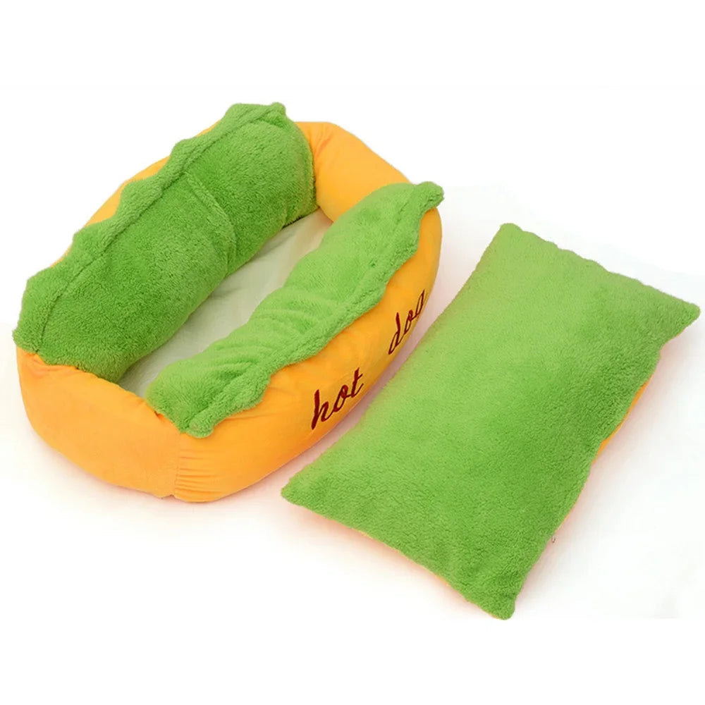 Luxurious Removable and Washable Pet Bed - Soft Fiber Hot Dog House Lounger for Dogs and Cats
