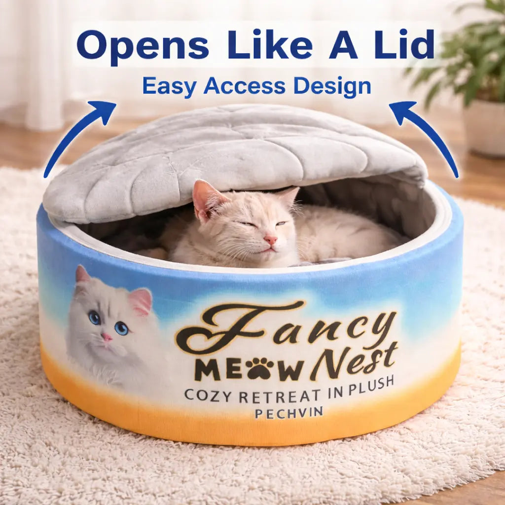 Covered Cat Bed – 19.7" Cozy Hideaway with Soft Lid Design – Enclosed Plush Cave for Indoor Cats & Kittens