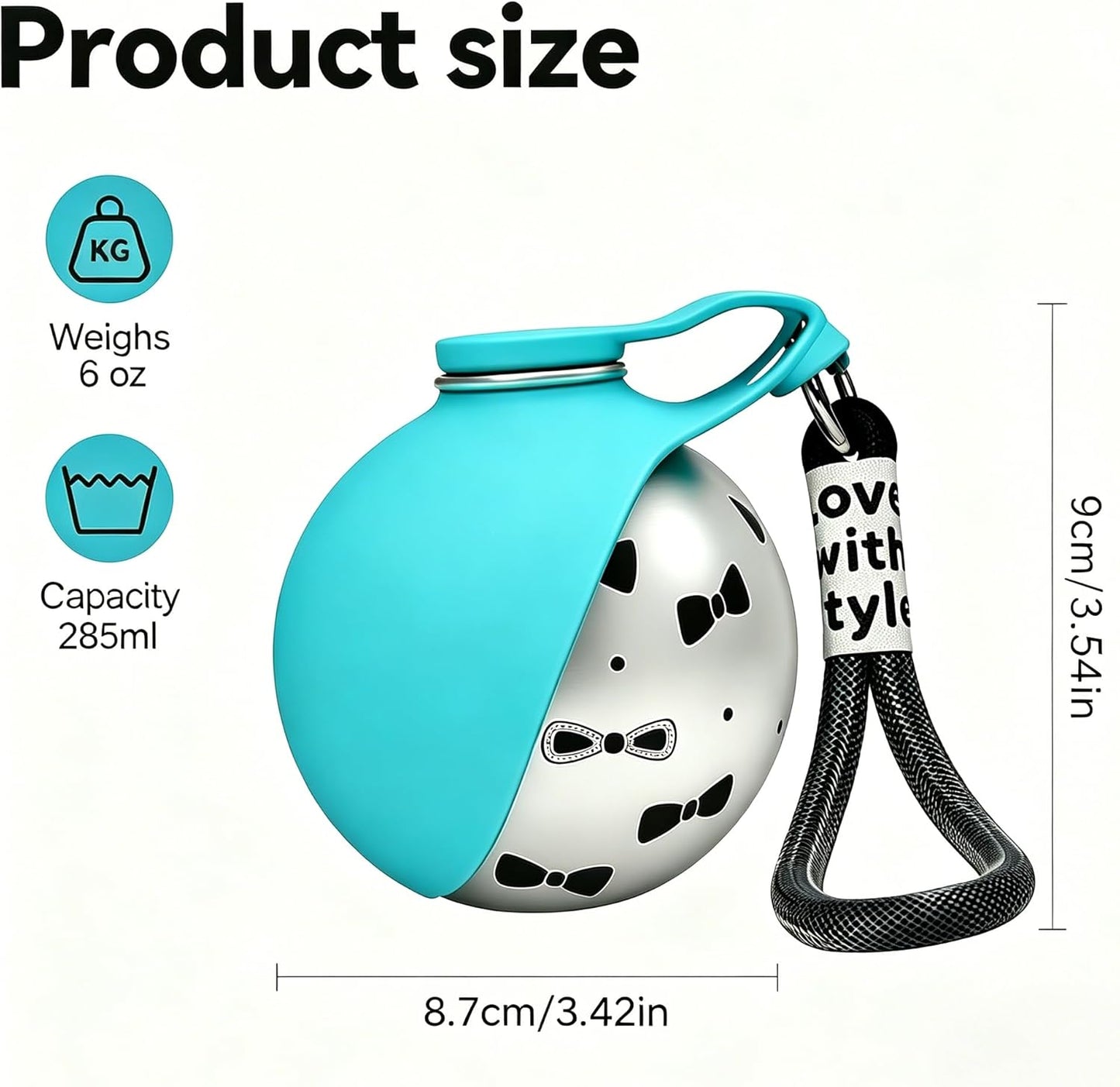 Portable 2-in-1 Dog Water Bottle with Stainless Steel Dispenser and Silicone Bowl, 10oz Leak-Proof Design for Travel, Hiking, and Walking (Blue A)