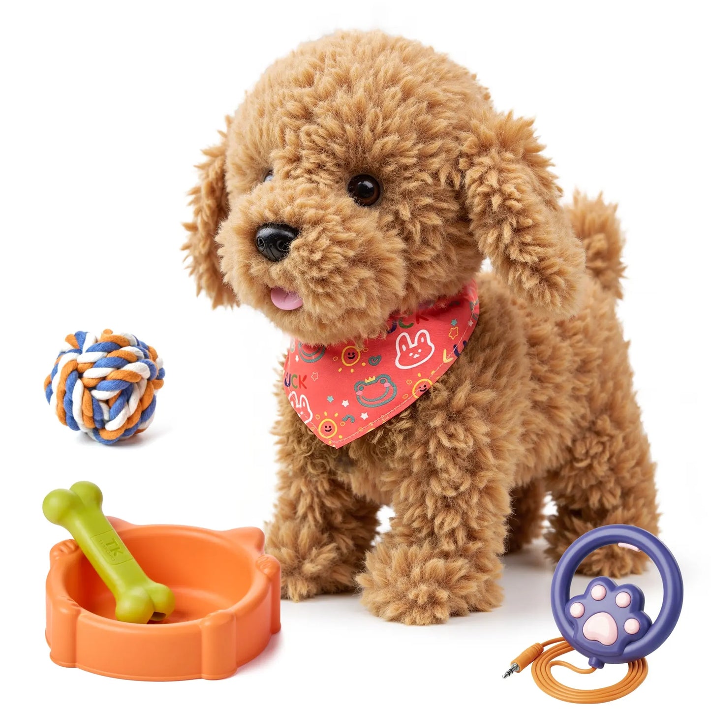 TUMAMA Realistic Interactive Puppy - Walking, Barking Dog Toy with Leash & 6 Songs! Touch & Voice Activated Smart Pet with DIY Feeding Set, Soft Huggable Plush for Imaginative Play & Emotional Development