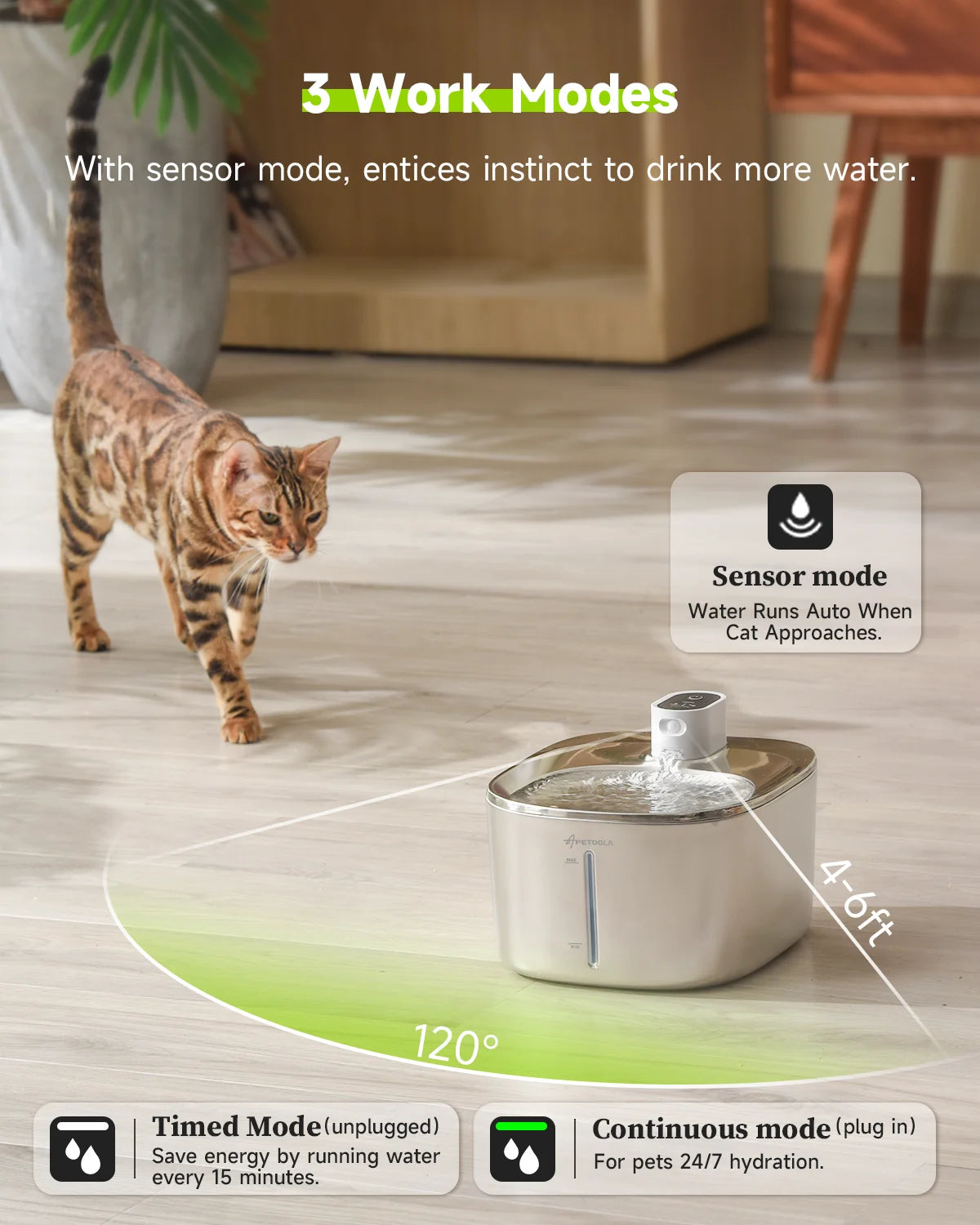 APETDOLA 4L Wireless Cat Water Fountain Auto Sensor Drinking Fountain for Cats Dog Drinker Pet Water Dispenser Accessories