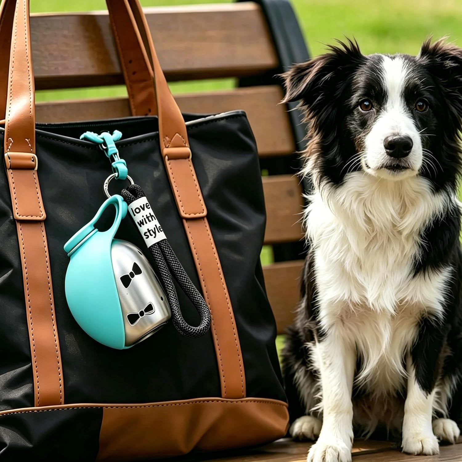 Portable 2-in-1 Dog Water Bottle with Stainless Steel Dispenser and Silicone Bowl, 10oz Leak-Proof Design for Travel, Hiking, and Walking (Blue A)