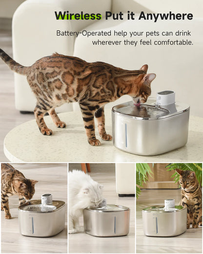 APETDOLA 4L Wireless Cat Water Fountain Auto Sensor Drinking Fountain for Cats Dog Drinker Pet Water Dispenser Accessories