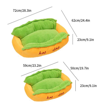 Luxurious Removable and Washable Pet Bed - Soft Fiber Hot Dog House Lounger for Dogs and Cats